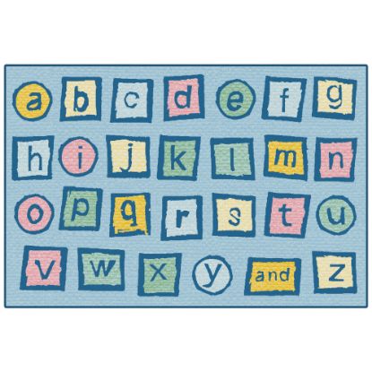 Picture of Carpets for Kids KID$Value Rugs Alphabet Blocks Activity Rug, 3ft x 4ft6in, Light Blue