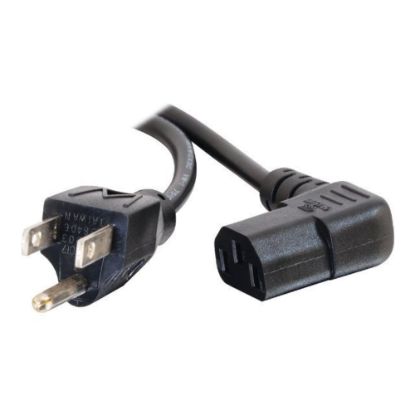 Picture of C2G 14ft 18 AWG Universal Right Angle Power Cord (NEMA 5-15P to IEC320C13R) - Power cable - TAA Compliant - NEMA 5-15 (M) to IEC 60320 C13 - 14 ft - 90 deg. connector, molded - black