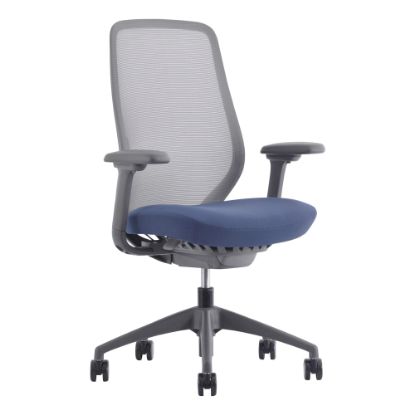 Picture of WorkPro 6000 Series Multifunction Ergonomic Mesh/Fabric High-Back Executive Chair, Gray Frame/Blue Seat, BIFMA Compliant