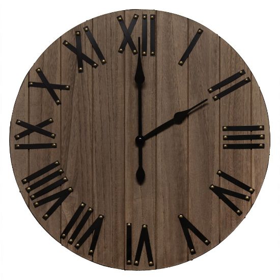 Picture of Elegant Designs Handsome Rustic Farmhouse Wood Wall Clock, 21in, Restored Wood