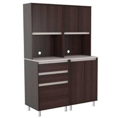 Picture of Inval 2-Piece Snack Room Storage System, 70-7/8inH x 47-1/4inW x 20-7/16inD, Espresso/Ambar Gray