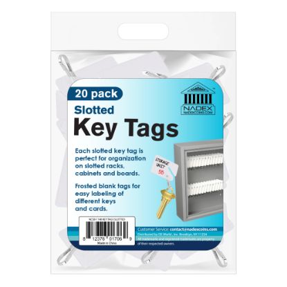 Picture of Nadex Slotted Key Tags, White, Pack Of 20 Tags