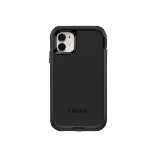 Picture of OtterBox Defender Carrying Case (Holster) Apple iPhone 11 Smartphone - Black - Dirt Resistant Port, Dust Resistant Port, Lint Resistant Port, Anti-slip, Drop Resistant - Polycarbonate Shell, Synthetic Rubber Cover, Polycarbonate Holster - Belt Clip