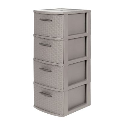 Picture of Inval By MQ 32inH 4-Drawer Rattan Storage Cabinet, Taupe