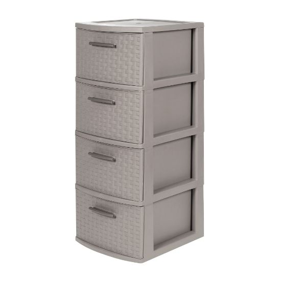 Picture of Inval By MQ 32inH 4-Drawer Rattan Storage Cabinet, Taupe