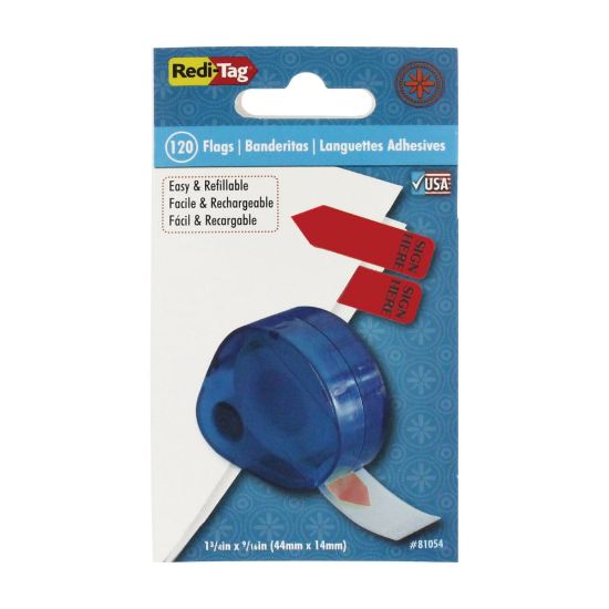 Picture of Redi-Tag Preprinted Signature Flags In Dispenser, SIGN HERE, Arrow, Red