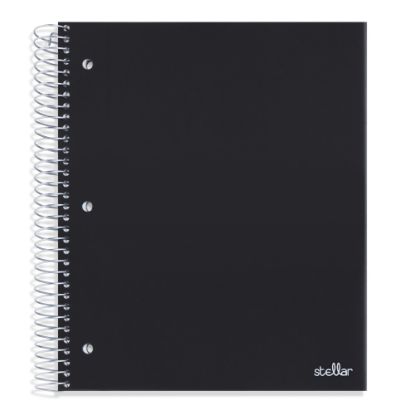 Picture of Office Depot Brand Stellar Poly Notebook, 8-1/2in x 10-1/2in, 3 Subject, Wide Ruled, 150 Sheets, Black