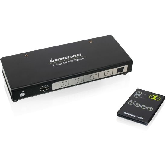 Picture of IOGEAR True 4K 4-Port Switcher with HDMI Connection - 4096 x 2160 - 4K - 4 x 1 - Display, Camera, TV, Blu-ray Disc Player, Satellite Receiver, Computer - 1 x HDMI Out