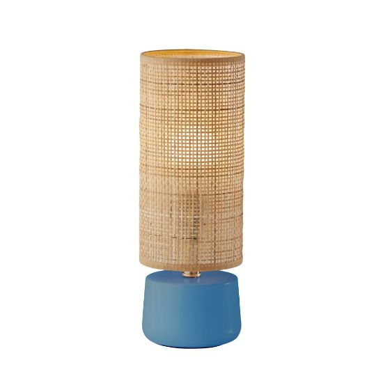 Picture of Adesso Sheffield Table Lantern, 16inH, Rattan Shade/Turquoise Base