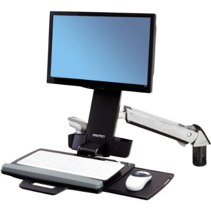 Picture of Ergotron StyleView Multi Component Mount for Notebook, Mouse, Keyboard, Monitor, Scanner - Polished Aluminum - Height Adjustable - 1 Display(s) Supported - 24in Screen Support - 29 lb Load Capacity - 75 x 75, 100 x 100 - VESA Mount Compatible