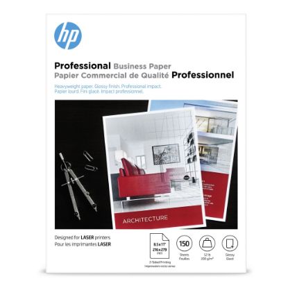 Picture of HP Professional Business Paper for Laser Printers, Glossy, Letter Size (8 1/2in x 11in), Heavyweight 52 Lb, Pack Of 150 Sheets (4WN10A)