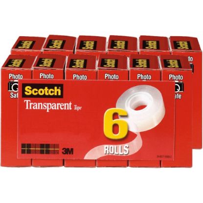 Picture of Scotch Transparent Tape, 0.75in x 108ft, Clear, Pack Of 12 Rolls