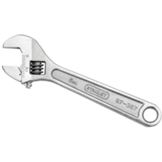 Picture of Stanley 12in Adjustable Wrench - 12in Length - Chrome - Chrome Vanadium Steel - Rust Resistant, Lanyard Hole