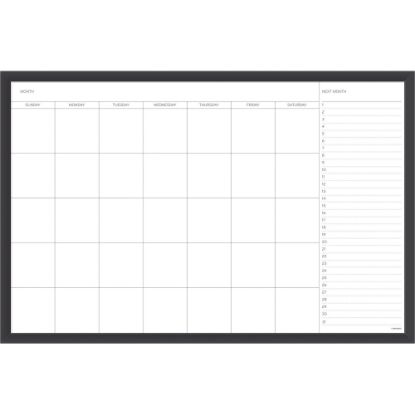 Picture of U Brands Magnetic Dry-Erase Monthly Calendar Board, 36in X 24in, Black Aluminum Frame, Actual Size 35in X 23in (2899U00-01)