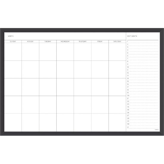 Picture of U Brands Magnetic Dry-Erase Monthly Calendar Board, 36in X 24in, Black Aluminum Frame, Actual Size 35in X 23in (2899U00-01)