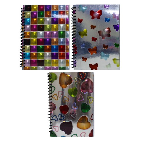 Picture of Inkology Spiral Notebooks, 8in x 10-1/2in, College Ruled, 140 Pages (70 Sheets), Assorted 3-D Designs, Pack Of 12 Notebooks