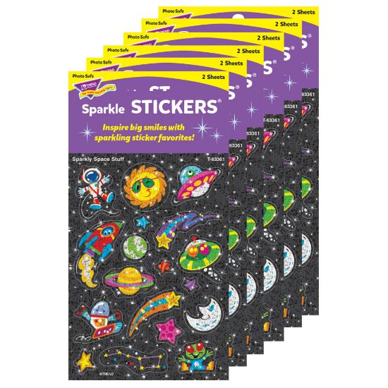 Picture of Trend Sparkle Stickers, Sparkly Space Stuff, 36 Stickers Per Pack, Set Of 6 Packs