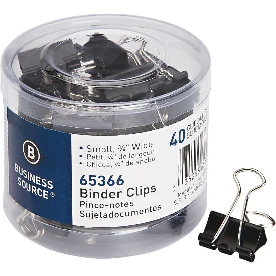 Picture of Business Source Small Binder Clips - Small - for Paper, Project, Document - 40 / Pack - Black