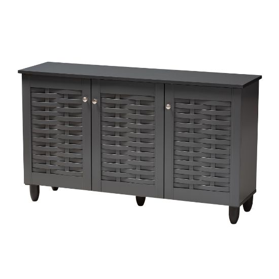 Picture of Baxton Studio Winda 3-Door Entryway Shoe Storage Cabinet, Dark Gray