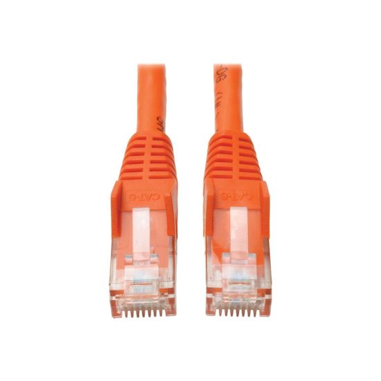 Picture of Tripp Lite Cat6 GbE Snagless Molded Patch Cable UTP Orange RJ45 M/M 35ft 35ft - 35.10 ft - 1 x RJ-45 Male Network - 1 x RJ-45 Male Network - Gold Plated Connector - Copper Plated Contact - Orange