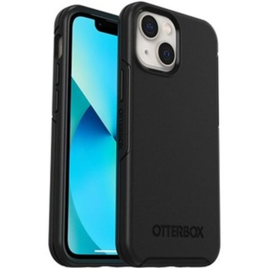 Picture of OtterBox iPhone 13 mini, iPhone 12 mini Symmetry Series+ Antimicrobial Case with MagSafe - For Apple iPhone 13 mini, iPhone 12 mini Smartphone - Black - Bump Resistant, Drop Resistant, Bacterial Resistant - Synthetic Rubber, Polycarbonate, Plastic