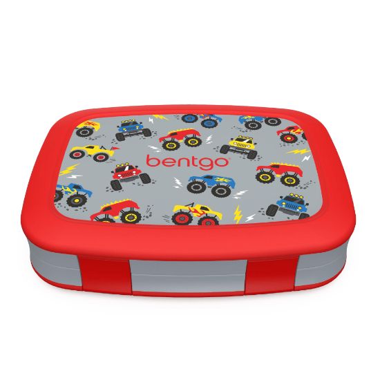 Picture of Bentgo Kids Lunch Box, 2inH x 6-1/2inW x 8-1/2inD, Trucks