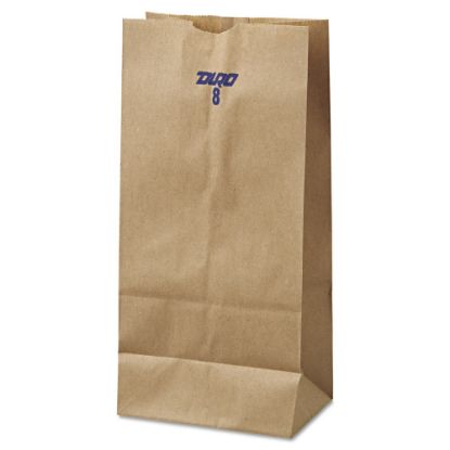 Picture of General Paper Grocery Bags, #8, 6 1/8in x 4 3/16in x 12 7/16in, 35 Lb, Brown, Pack Of 500