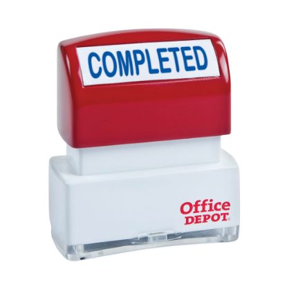 Picture of Office Depot Brand Pre-Inked Message Stamp, "Completed", Blue