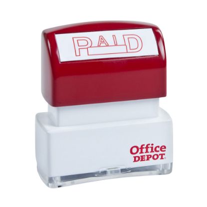 Picture of Office Depot Brand Pre-Inked Message Stamp, "Paid", Red