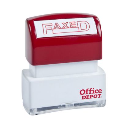 Picture of Office Depot Brand Pre-Inked Message Stamp, "Faxed", Red