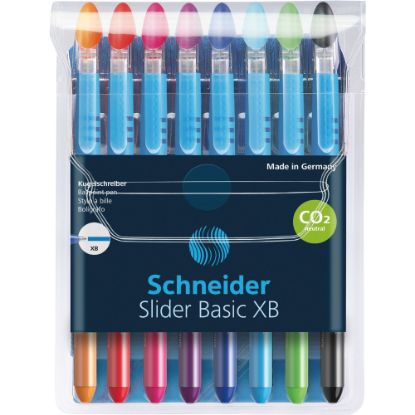 Picture of Schneider Slider Basic XB Ballpoint Pens, Extra-Bold Point, 1.4 mm, Assorted Color Barrels, Assorted Color Ink, Pack Of 8 Pens