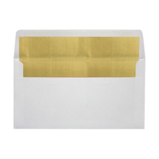 Picture of LUX Photo Greeting Foil-Lined Invitation Envelopes, 4 3/8in x  8 1/4in, Peel & Stick Closure, White/Gold, Pack Of 250