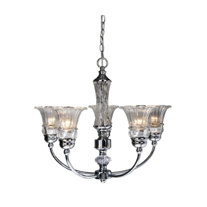 Picture of Elegant Designs 5-Light Glass Ceiling Glacier Petal Chandelier, 24inW, Chrome