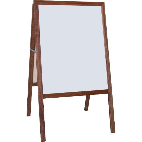 Picture of Flipside Dark Frame Signage Easel - Stained White/Black Surface - Hardwood Frame - Rectangle - 1 Each