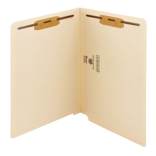 Picture of Smead End-Tab File Folders With Antimicrobial Product Protection, Reinforced Tab, 2 Fasteners, Straight Cut, 9 1/2in x 12 1/4in, Pack Of 50