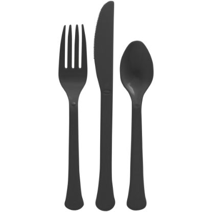 Picture of Amscan Boxed Heavyweight Cutlery Assortment, Jet Black, 200 Utensils Per Pack, Case Of 2 Packs