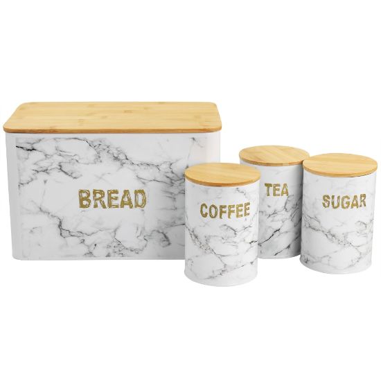 Picture of MegaChef 4-Piece Iron Canister Set, Marble