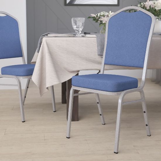 Picture of Flash Furniture HERCULES Series Crown Back Stacking Banquet Chair, Blue/Silver