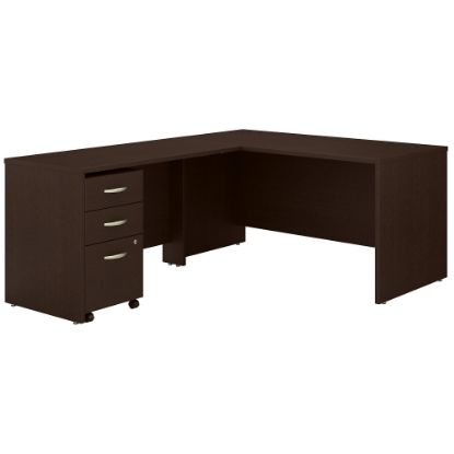 Picture of Bush Business Furniture 60inW L-Shaped Corner Desk With 3-Drawer Mobile File Cabinet, Mocha Cherry, Standard Delivery