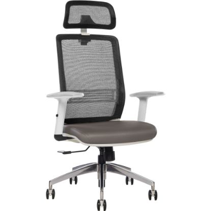 Picture of Sinfonia Sing Ergonomic Mesh/Fabric High-Back Task Chair With Antimicrobial Protection, Adjustable Height Arms, Headrest, Black/Gray/White