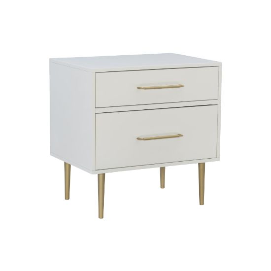 Picture of Linon Paxton 2-Drawer Nightstand, 25-3/4inH x 25-1/4inW x 18inD, White/Gold