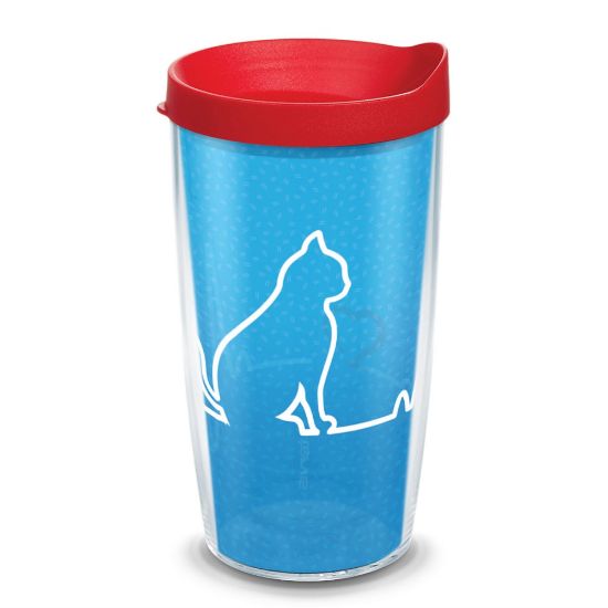 Picture of Tervis Project Paws Tumbler With Lid, Cat Heartbeat, 16 Oz, Clear/Red