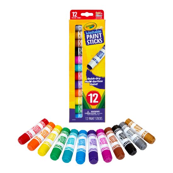 Picture of Crayola Washable Paint Sticks, Assorted Colors, Pack Of 12 Sticks