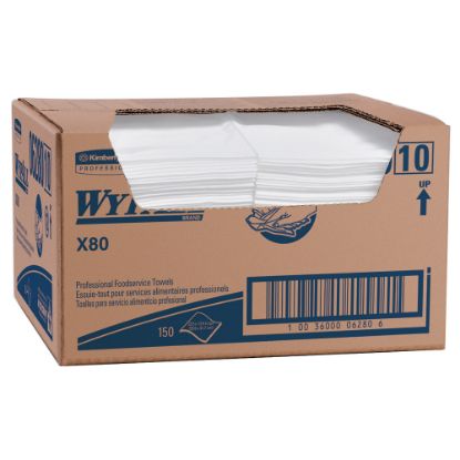 Picture of Wypall X80 Extended Use Foodservice Towels With Antimicrobial Protection, 12in x 23 7/16in, White, Box Of 150