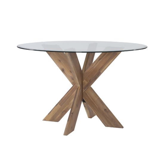 Picture of Powell Avaloni X Base Dining Table, 30inH x 48inW x 48inD, Natural/Clear