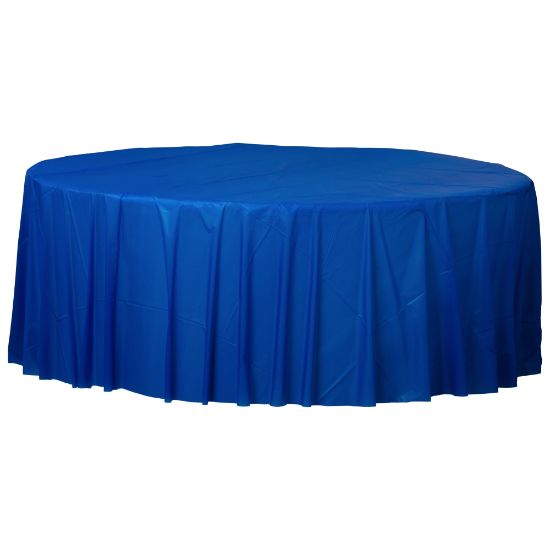 Picture of Amscan 77017 Solid Round Plastic Table Covers, 84in, Bright Royal Blue, Pack Of 6 Covers