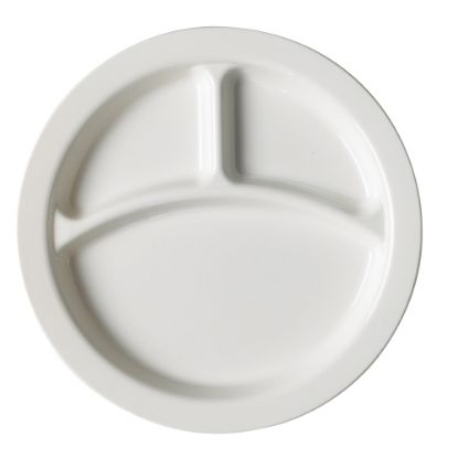 Picture of Cambro Camwear 3-Compartment Dinnerware Plates, 9in, White, Pack Of 48 Plates