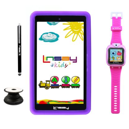 Picture of Linsay F7 Tablet, 7in Screen, 2GB Memory, 64GB Storage, Android 13, Kids Pink/Purple