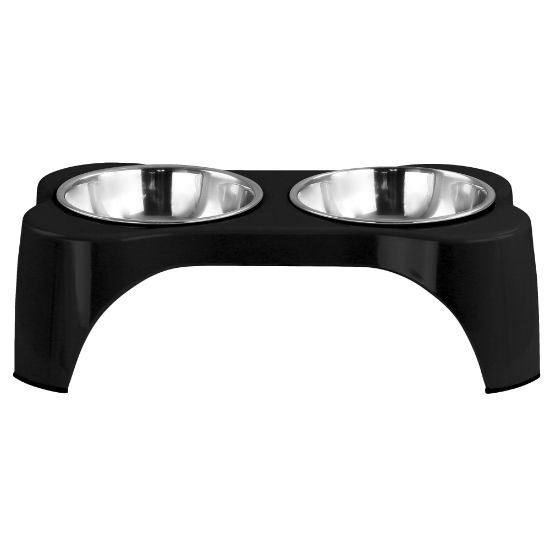 Picture of Gibson Home Bow Wow Meow 3-Piece Elevated Pet Bowl Dinner Set, Black