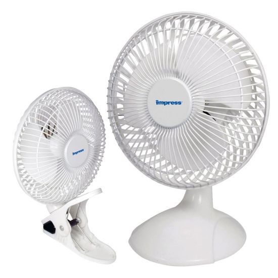 Picture of Impress 2-In-1 Clip/Desk Fan, 6inH x 12inW x 6inD, White